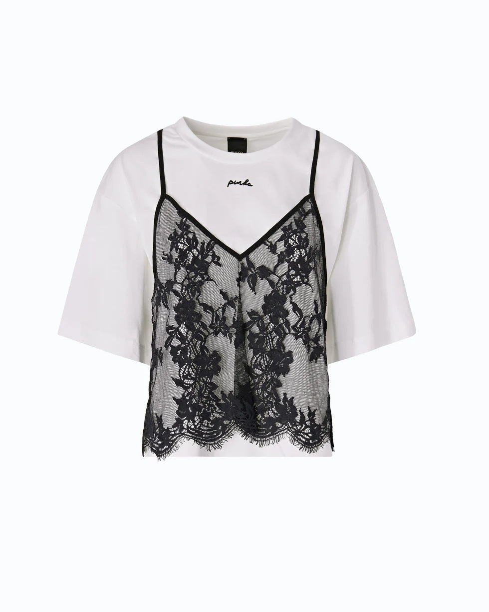 Pinko Tulipano T-shirt with lace top
