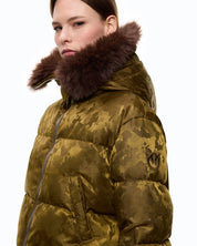 Piumino Piastraia in raso tecnico camouflage Pinko