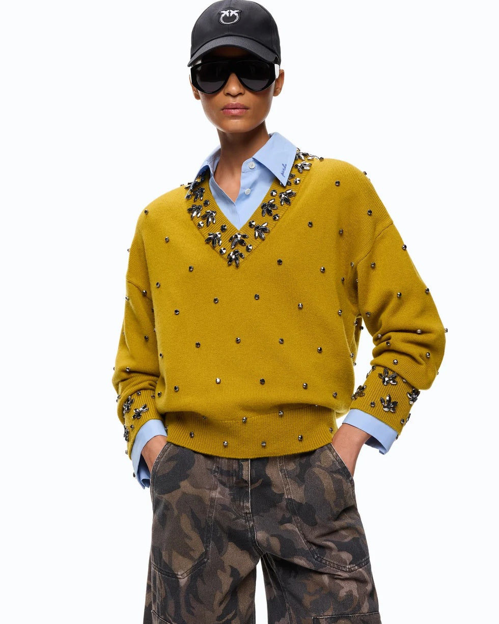 Maglia Pigolio con applicazioni gioiello Pinko