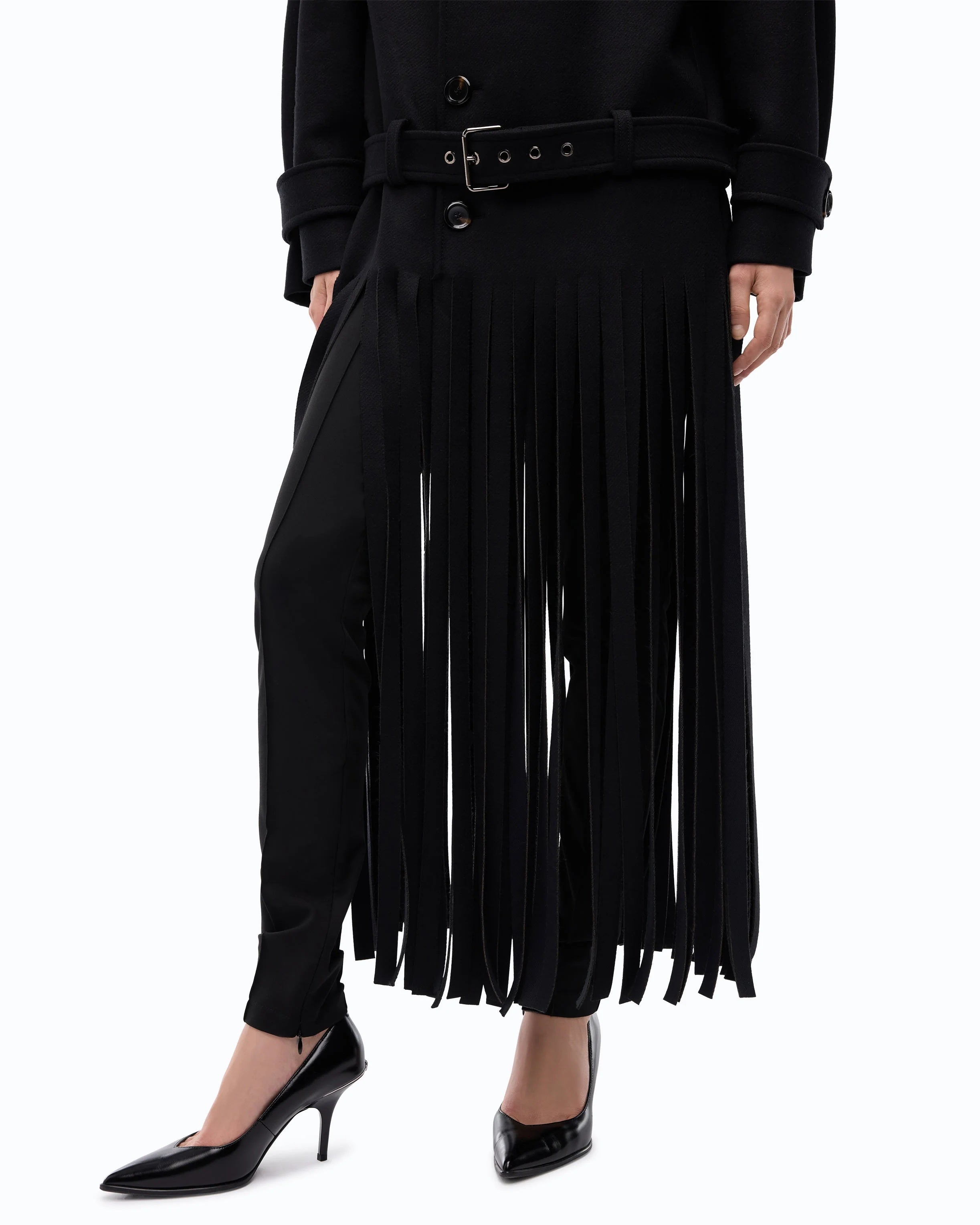 Pinko Testarossa wool-blend coat with fringe