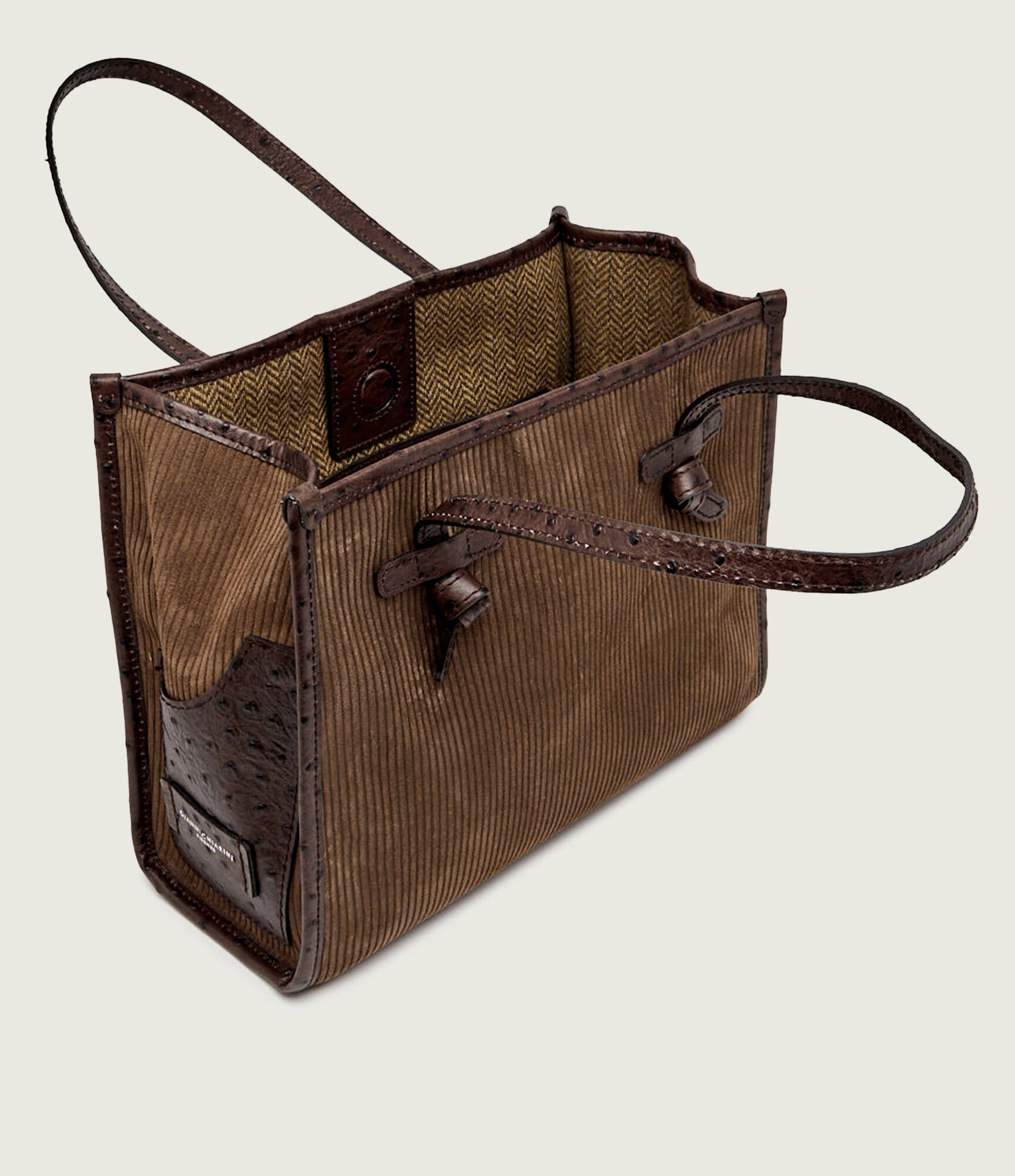Gianni Chiarini Marcella shopping bag in pinstriped suede