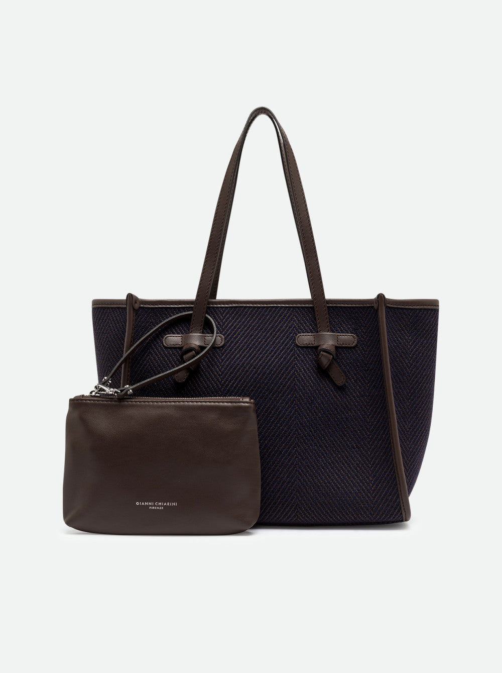 Gianni Chiarini Marcella shopping bag in herringbone wool fabric