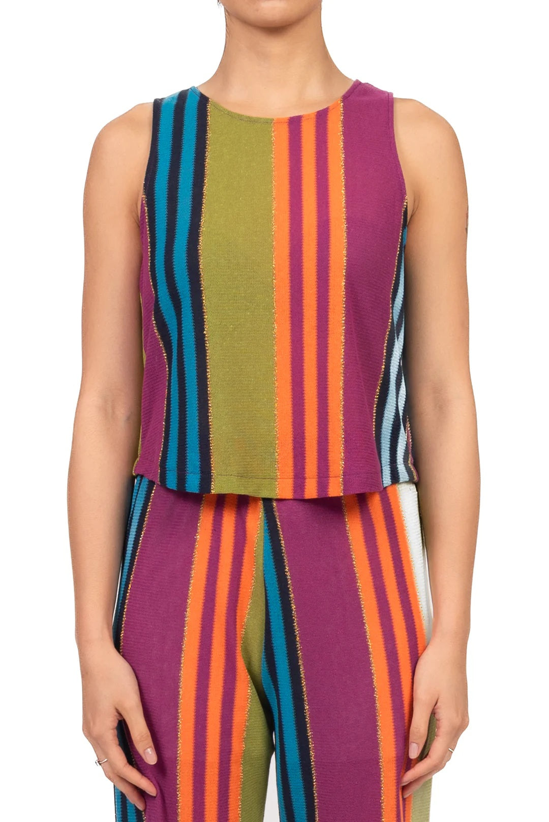 Multicolored lurex thread tank top Vicolo