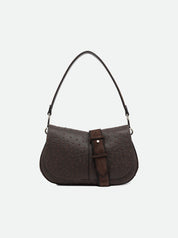 Borsa a spalla Helena Round in pelle con stampa struzzo Gianni Chiarini