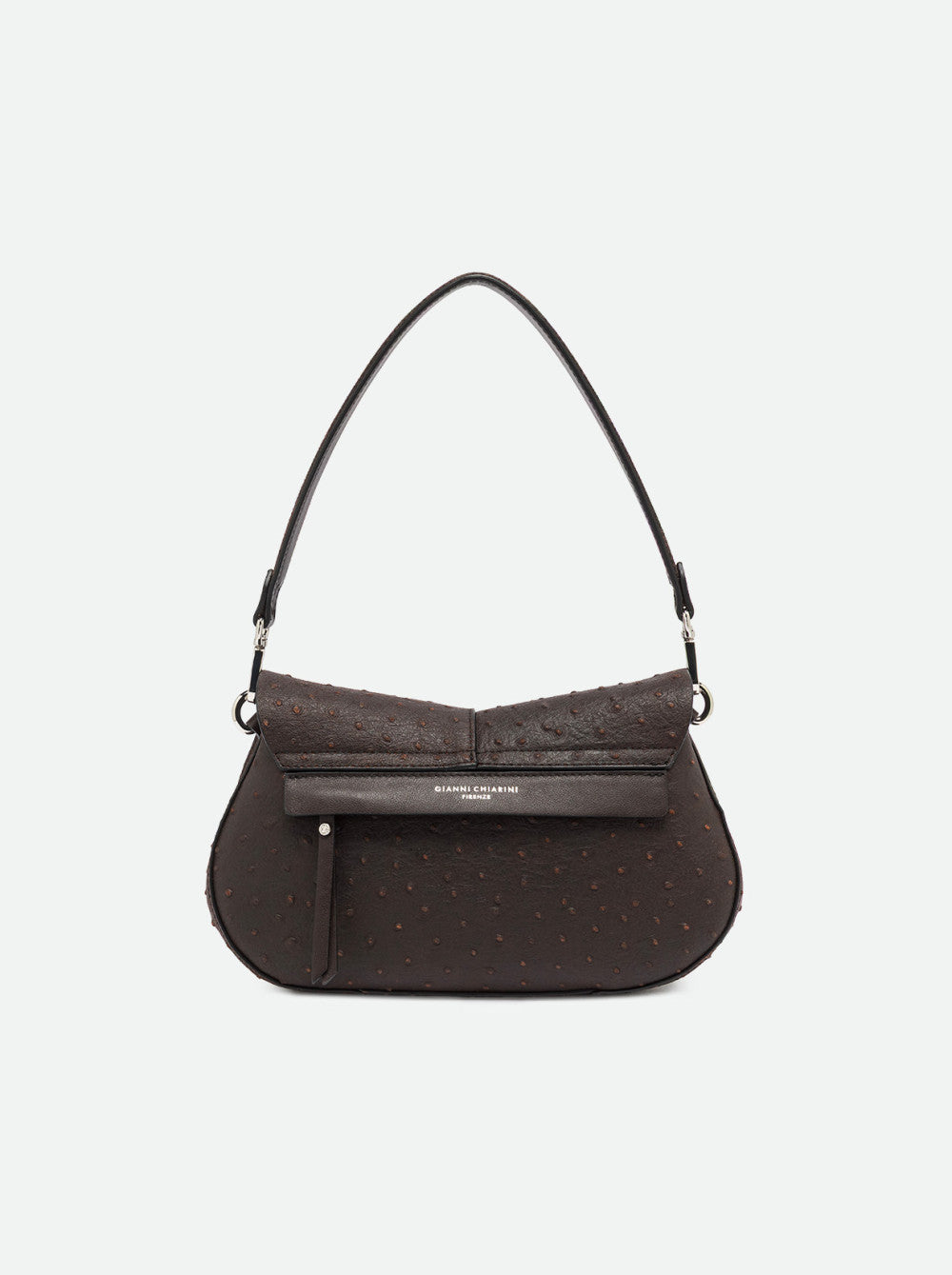 Borsa a spalla Helena Round in pelle con stampa struzzo Gianni Chiarini