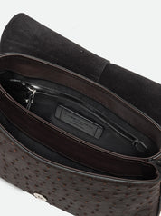 Borsa a spalla Helena Round in pelle con stampa struzzo Gianni Chiarini