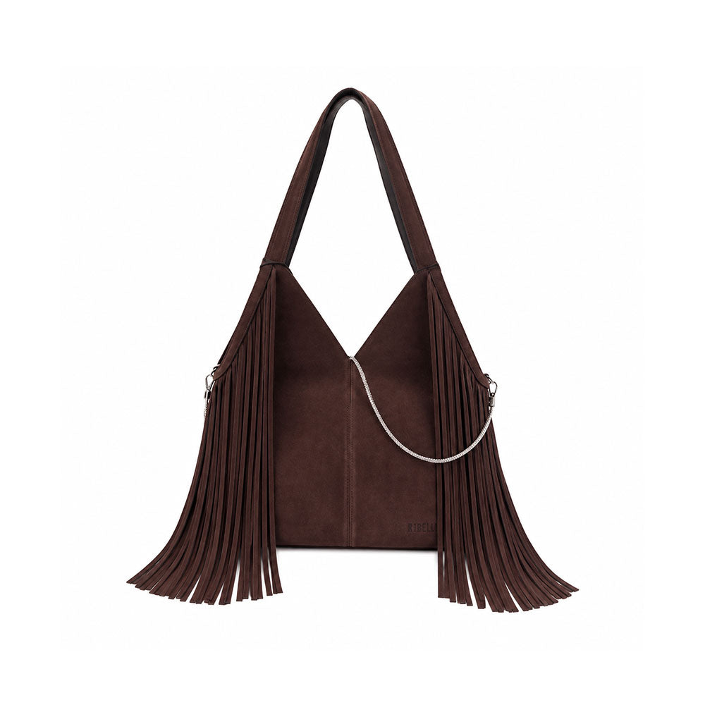 Borsa a spalla Shopping Tatjana in camoscio Rebelle