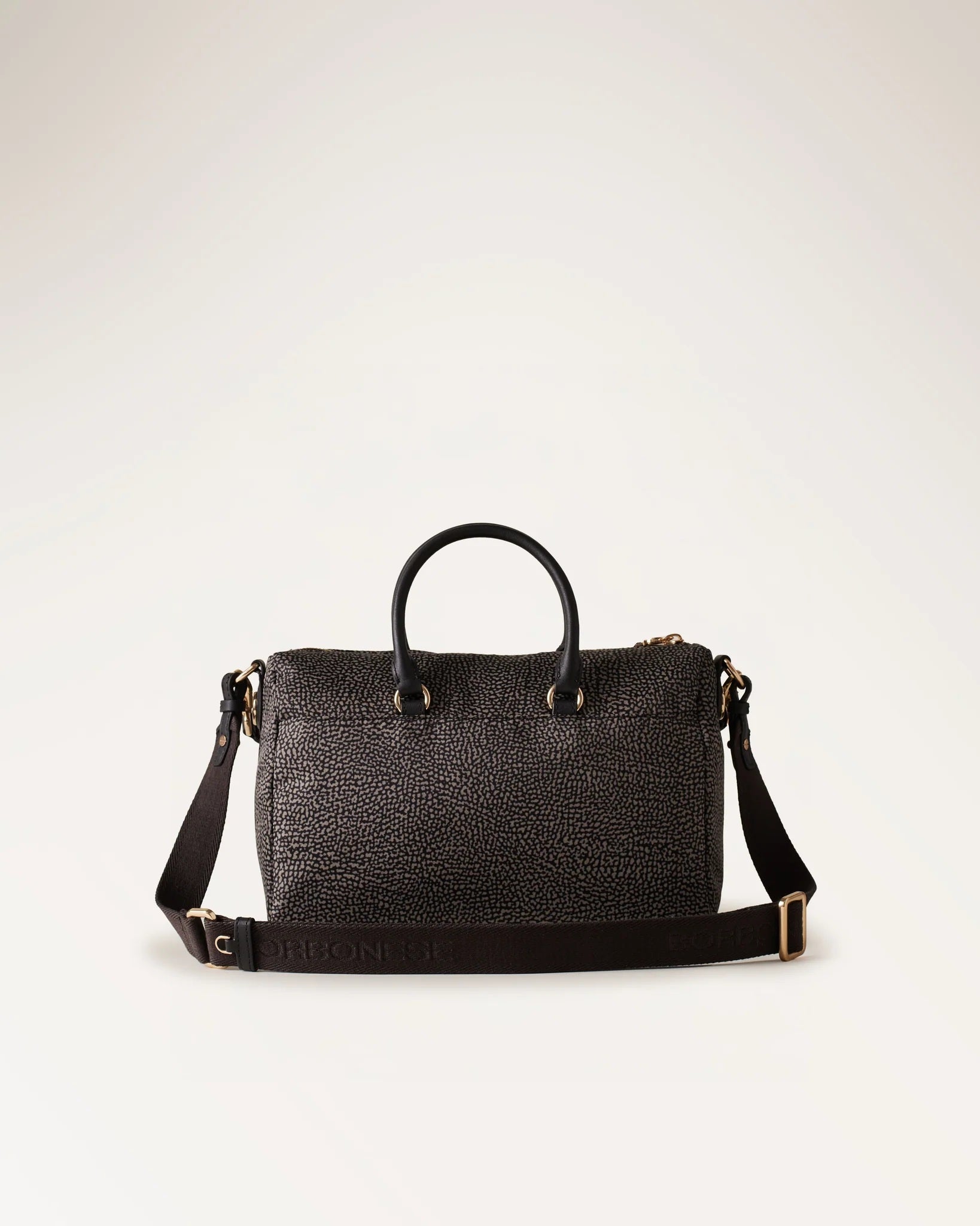 Borsa a mano in nylon e pelle Borbonese