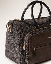 Borsa a mano in nylon e pelle Borbonese