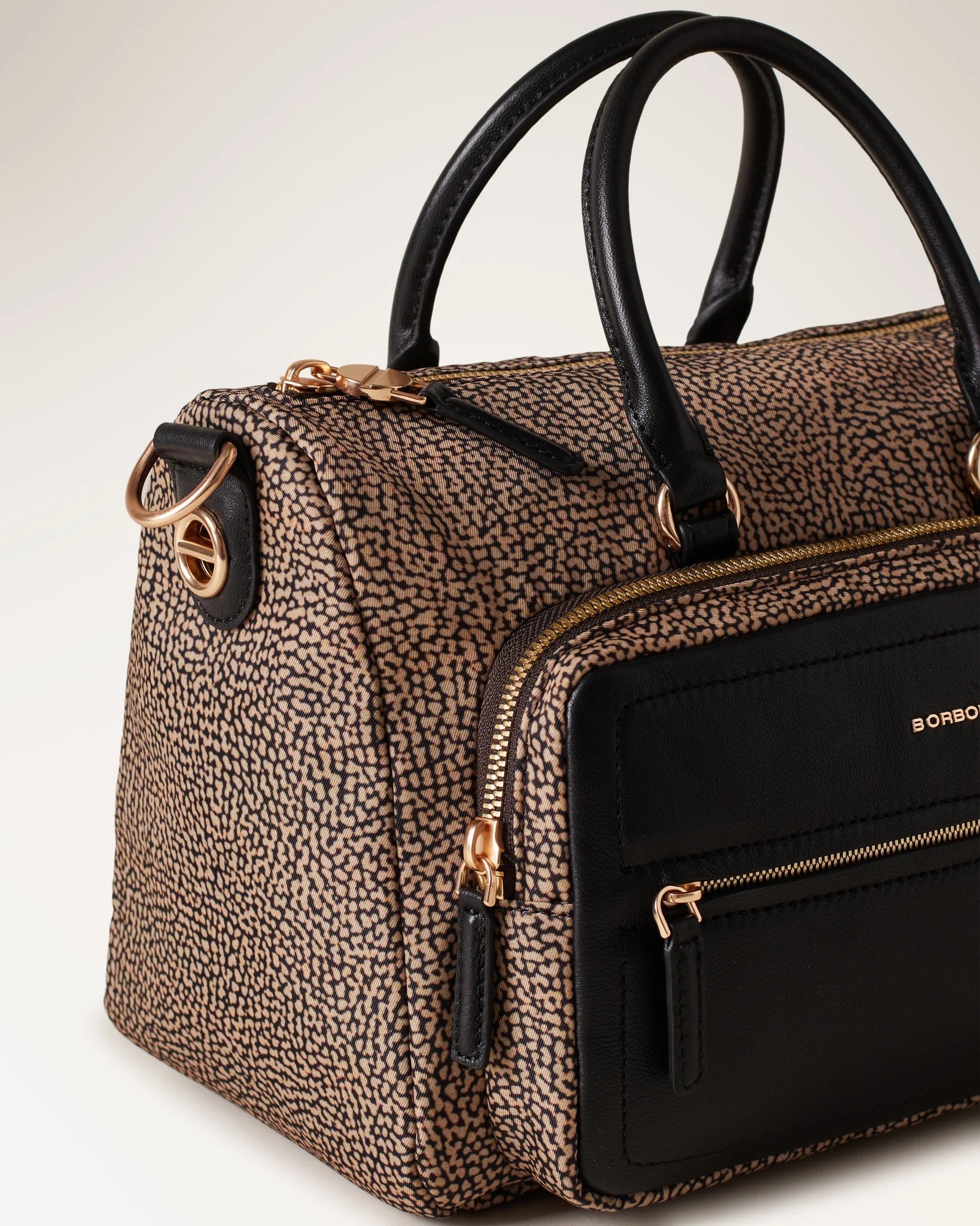Borbonese nylon and leather handbag
