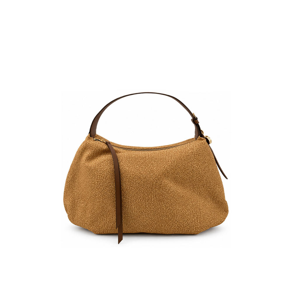 Borsa Prive Hobo Medium in tessuto con stampa Op e pelle Borbonese