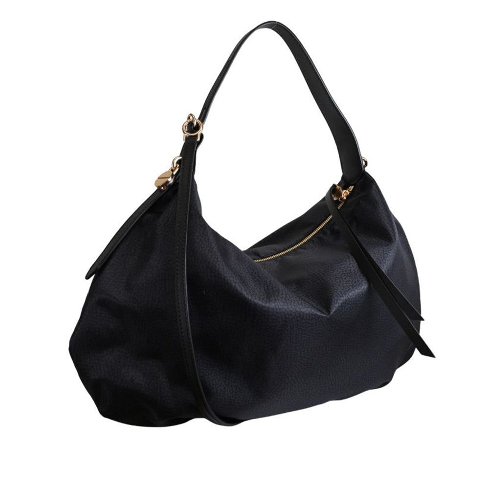 Borsa Prive Hobo Medium in tessuto con stampa Op e pelle Borbonese
