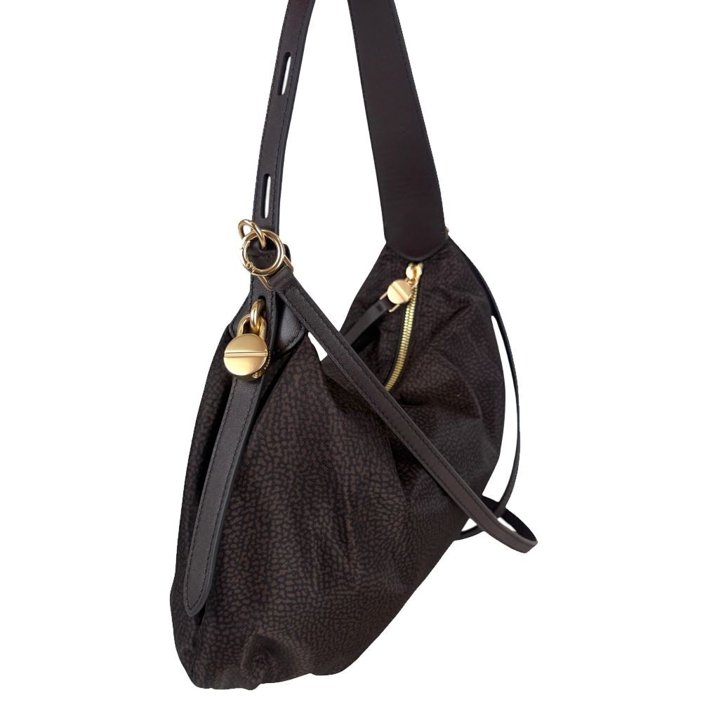 Borbonese Small Prive Hobo bag in recycled Op fabric and leather