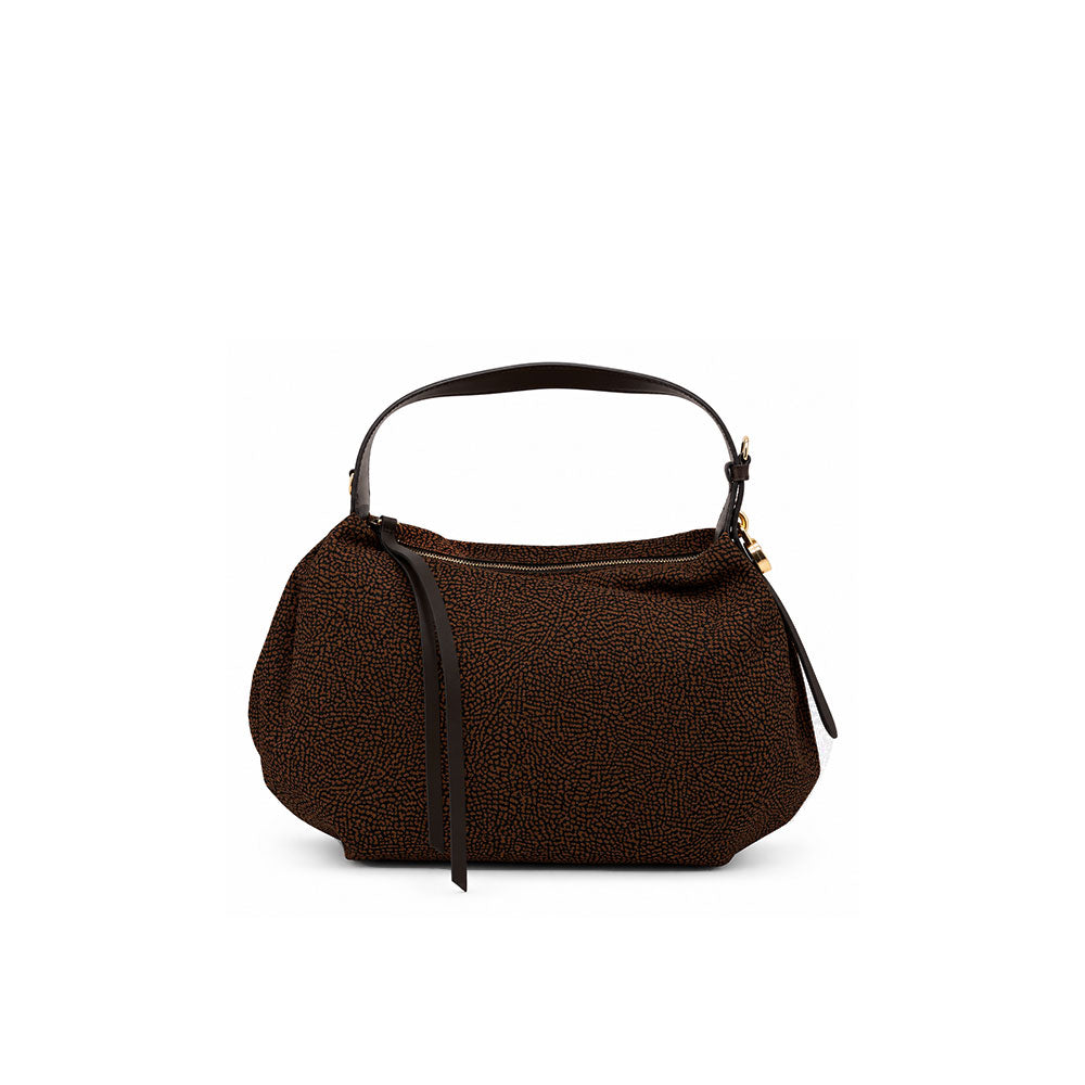 Borsa Prive Hobo Small in tessuto riciclato Op e pelle Borbonese