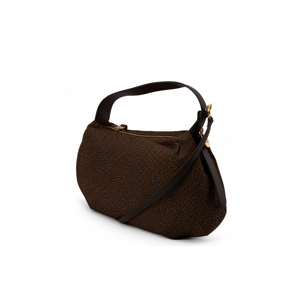 Borsa Prive Hobo Small in tessuto riciclato Op e pelle Borbonese