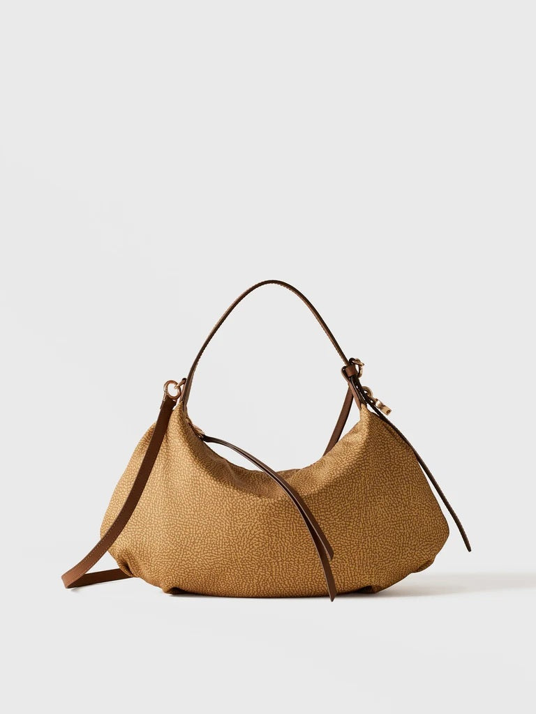 Borbonese Small Prive Hobo bag in recycled Op fabric and leather