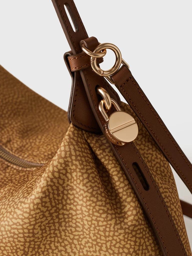 Borbonese Small Prive Hobo bag in recycled Op fabric and leather