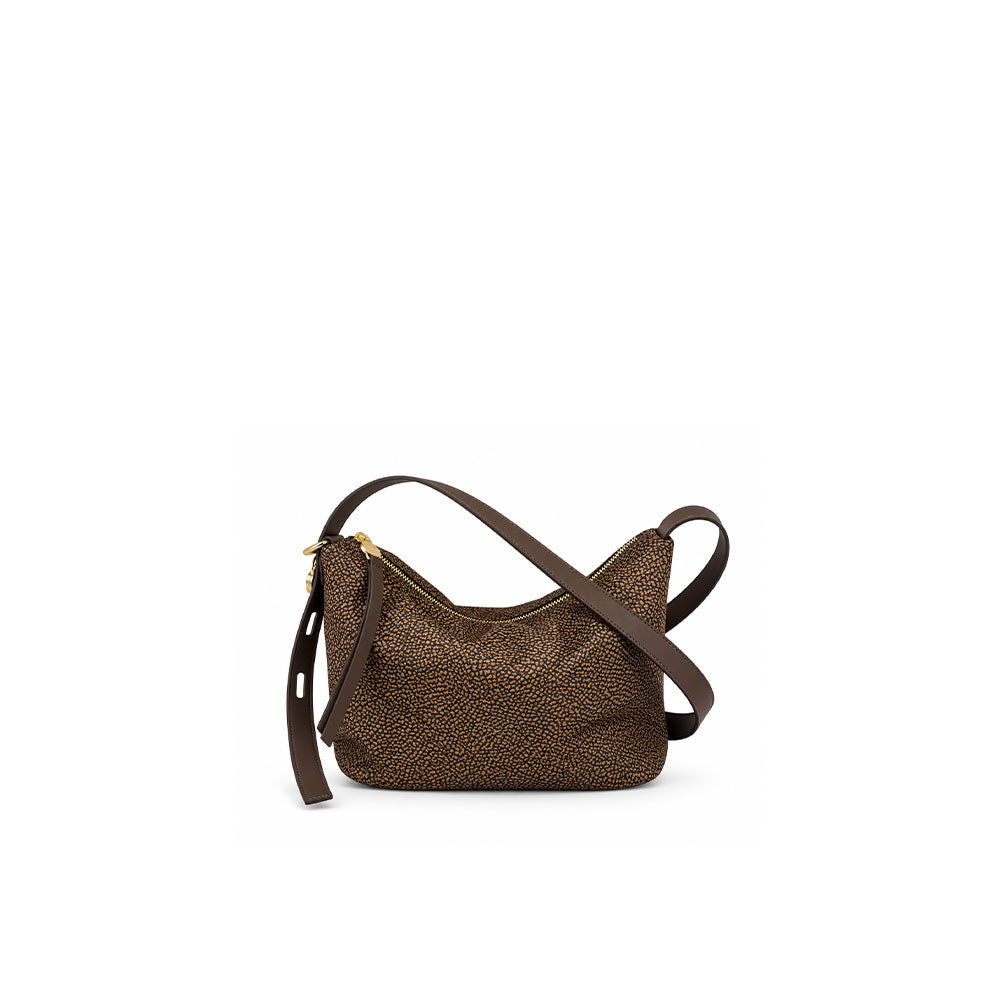 Borsa a tracolla Prive Small in tessuto Op e animalier Borbonese