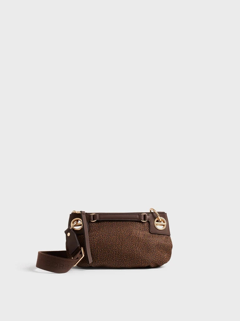 Borsa a tracolla London Mini in tessuto stampa Op Borbonese