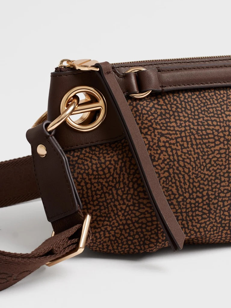Borsa a tracolla London Mini in tessuto stampa Op Borbonese