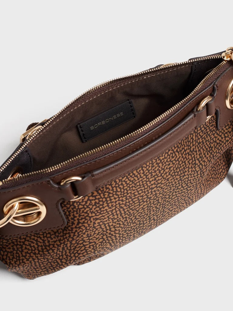 Borsa a tracolla London Mini in tessuto stampa Op Borbonese