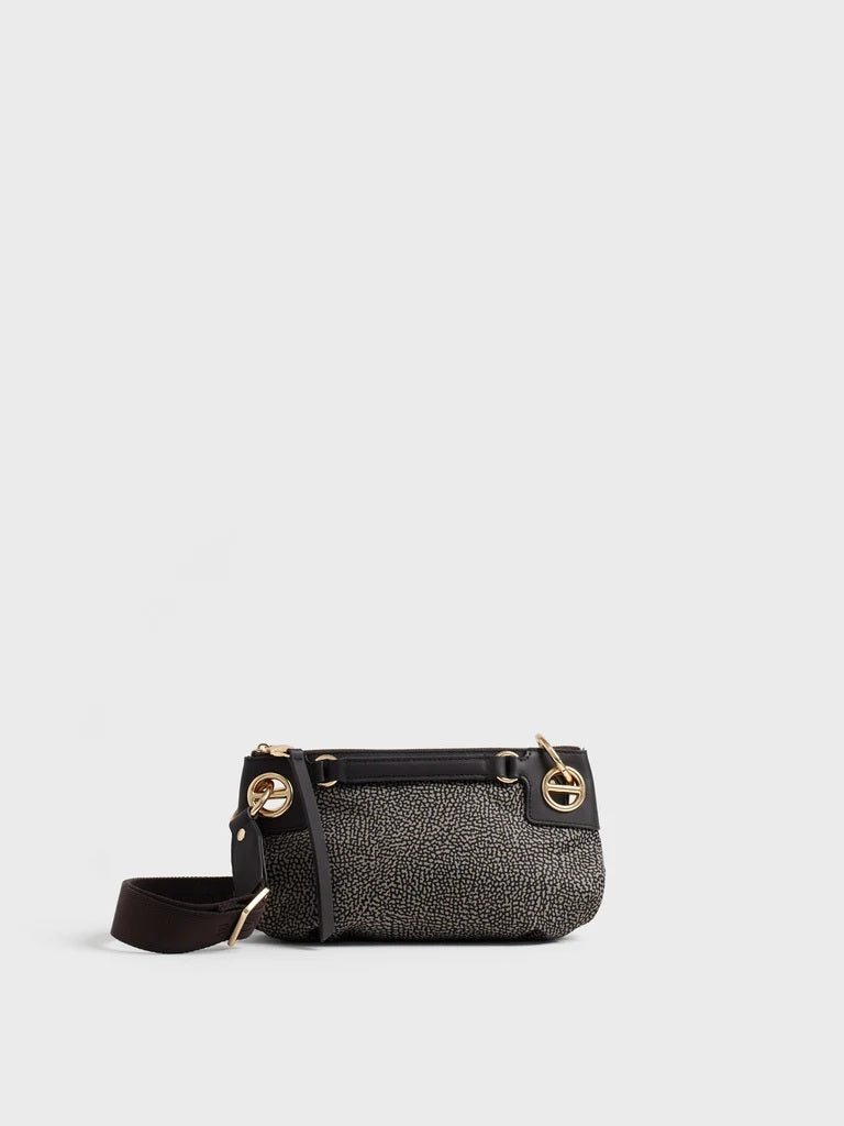Borsa a tracolla London Mini in tessuto stampa Op Borbonese