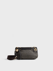 Borsa a tracolla London Mini in tessuto stampa Op Borbonese