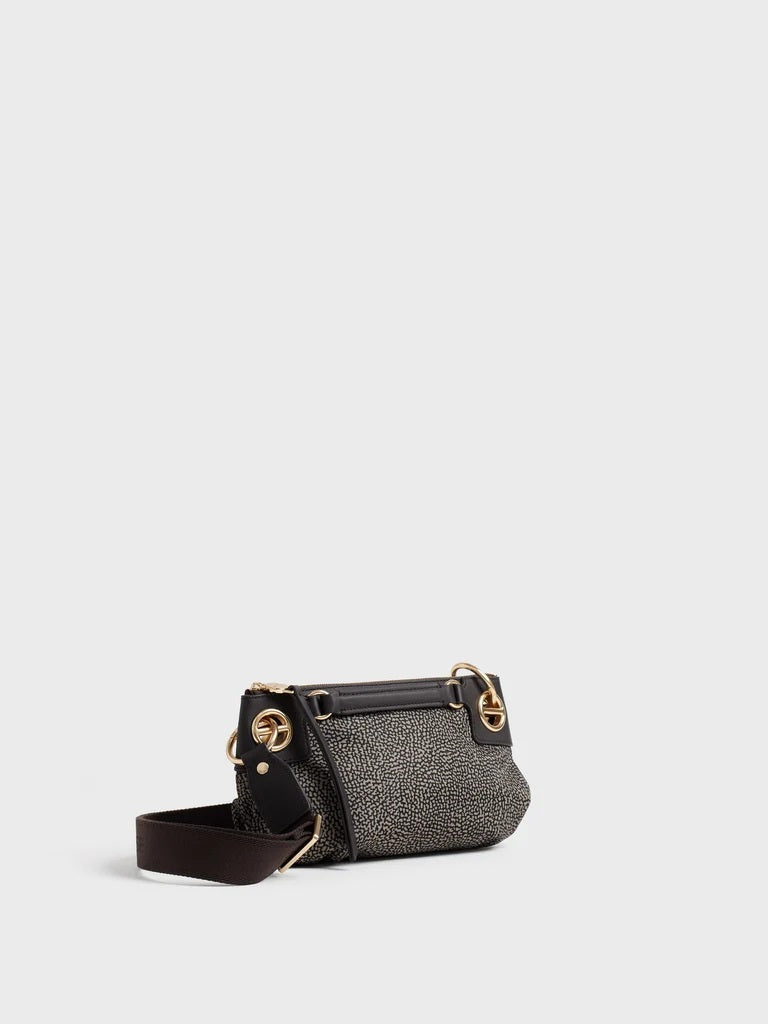 Borsa a tracolla London Mini in tessuto stampa Op Borbonese