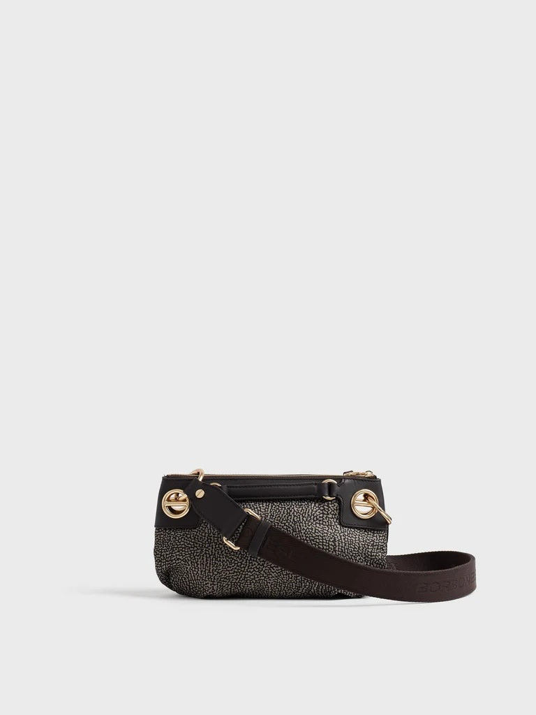 Borsa a tracolla London Mini in tessuto stampa Op Borbonese