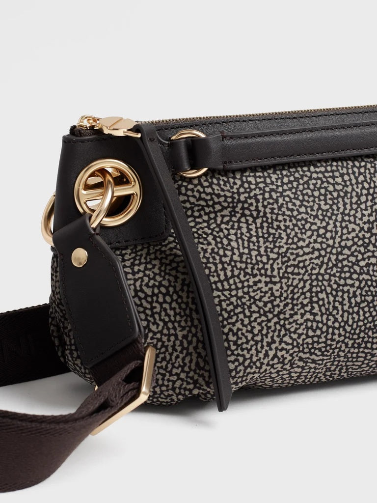 Borsa a tracolla London Mini in tessuto stampa Op Borbonese