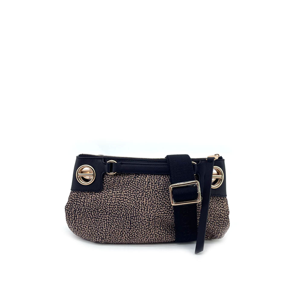 Borsa a tracolla London Mini in tessuto stampa Op Borbonese