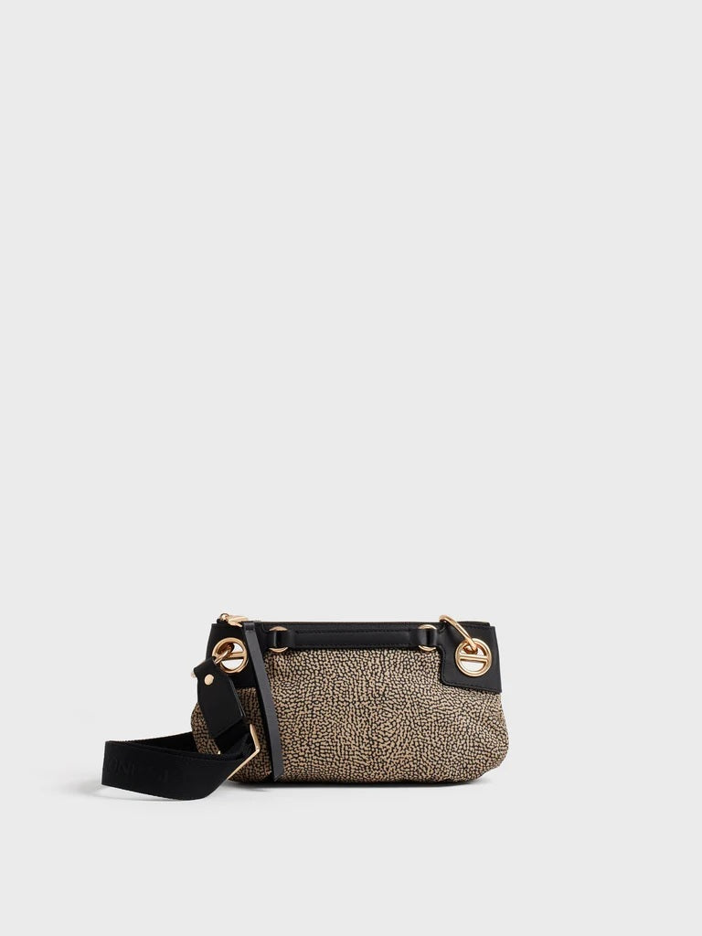 Borsa a tracolla London Mini in tessuto stampa Op Borbonese