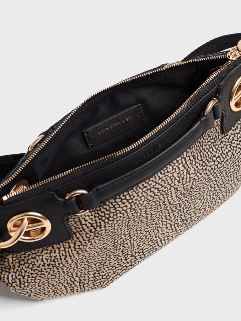 Borsa a tracolla London Mini in tessuto stampa Op Borbonese
