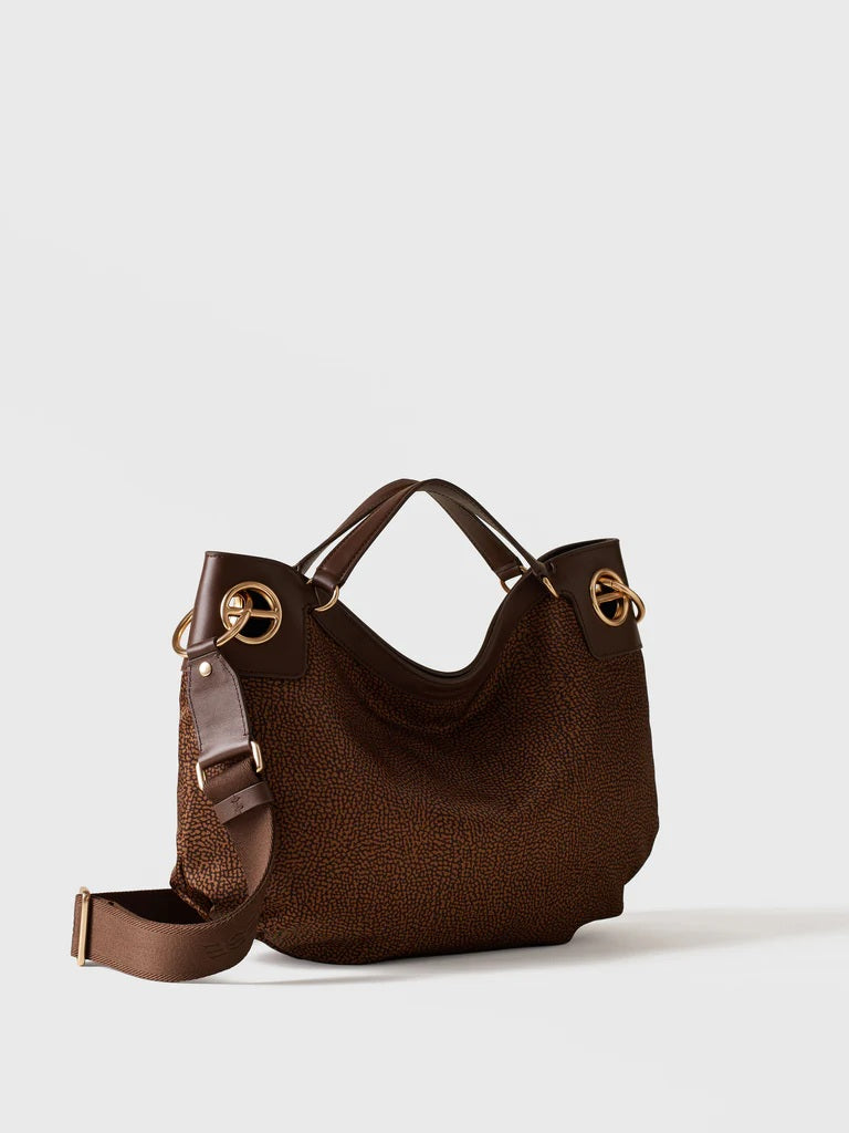 Borsa Hobo Medium London in tessuto riciclato Op Borbonese