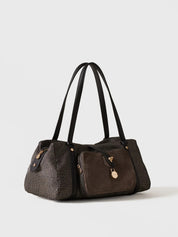 Borbonese Poche Medium shoulder bag in recycled Op fabric and leather