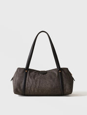 Borbonese Poche Medium shoulder bag in recycled Op fabric and leather