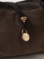 Borbonese Poche Medium shoulder bag in recycled Op fabric and leather
