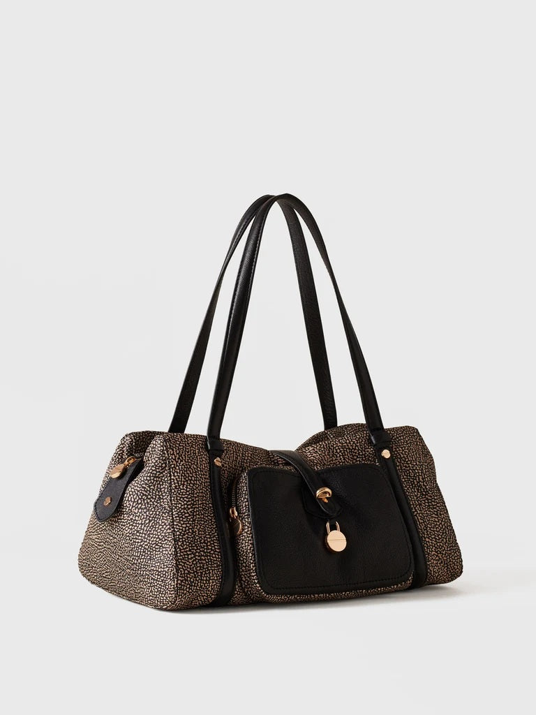 Borbonese Poche Medium shoulder bag in recycled Op fabric