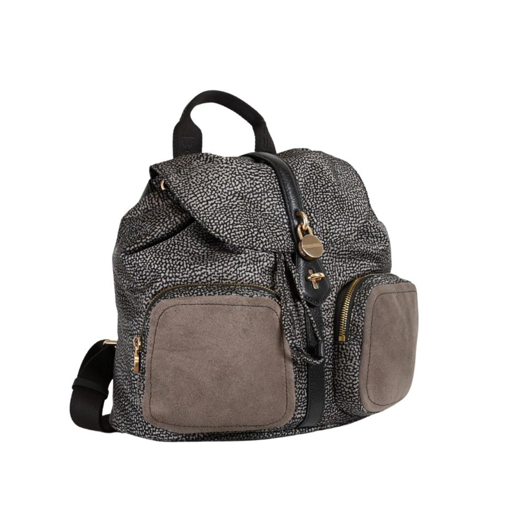 Borbonese "Poche" backpack in recycled Op fabric and leather