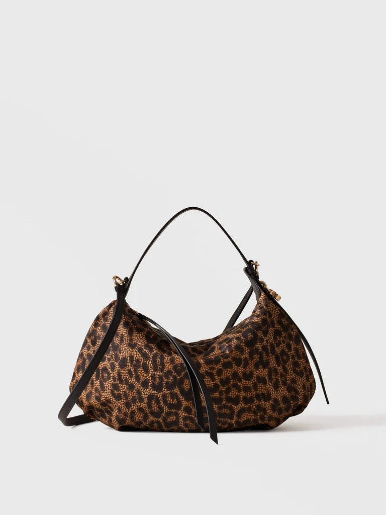 Borbonese Prive Small Hobo Bag in Op-print and animal-print fabric
