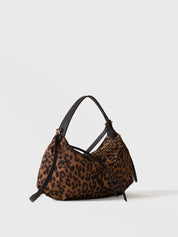 Borbonese Prive Small Hobo Bag in Op-print and animal-print fabric