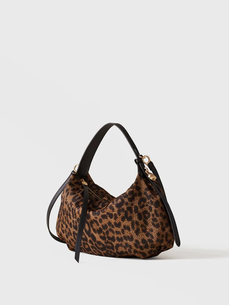Borbonese Prive Small Hobo Bag in Op-print and animal-print fabric