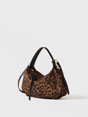 Borbonese Prive Small Hobo Bag in Op-print and animal-print fabric