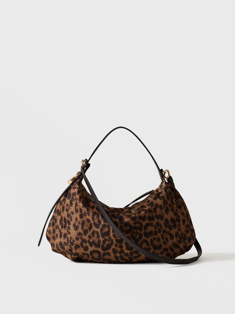 Borbonese Prive Small Hobo Bag in Op-print and animal-print fabric