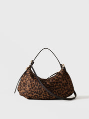 Borbonese Prive Small Hobo Bag in Op-print and animal-print fabric