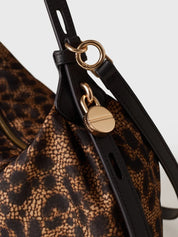 Borbonese Prive Small Hobo Bag in Op-print and animal-print fabric