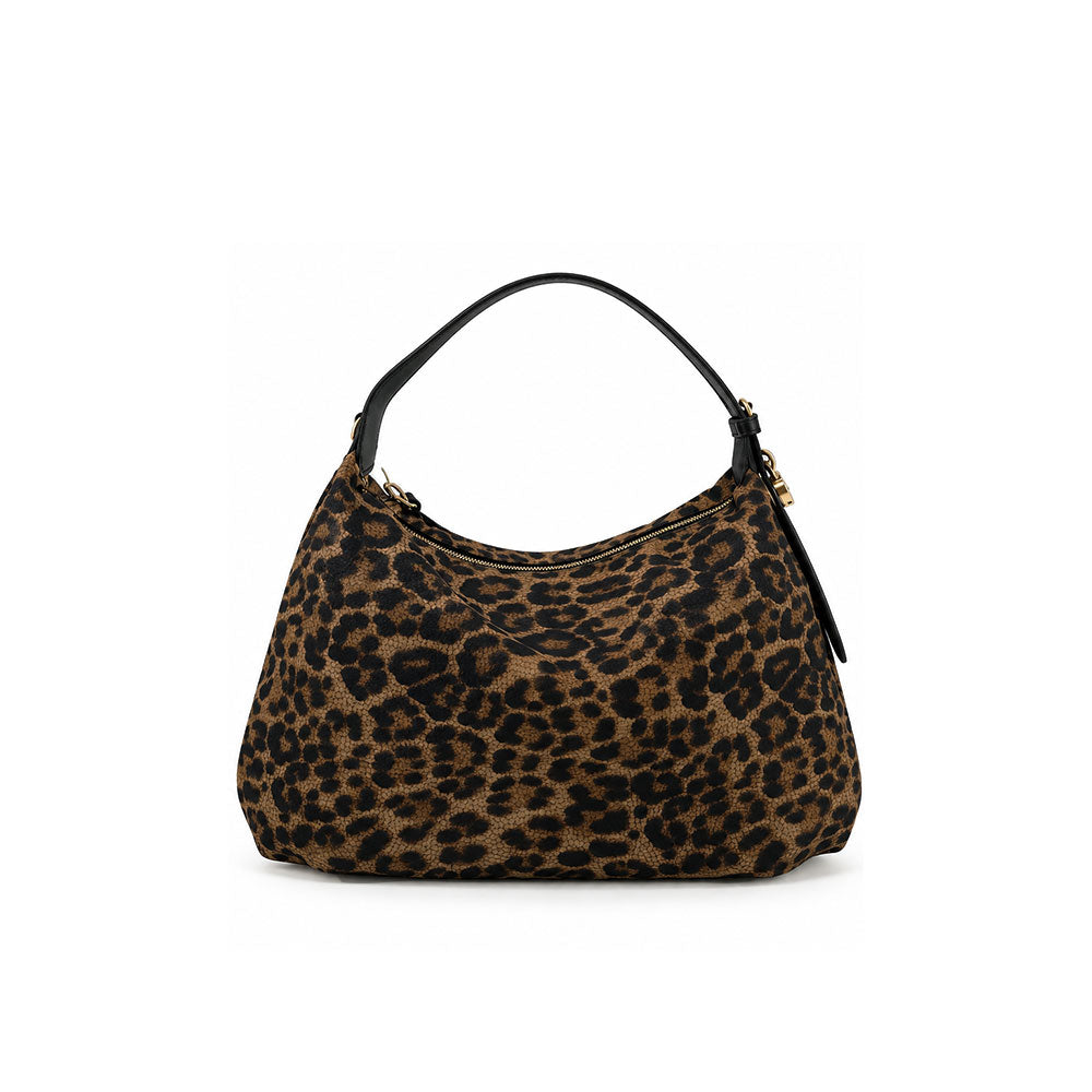 Borsa Hobo Medium in tessuto tecno stampa Op e animalier Borbonese