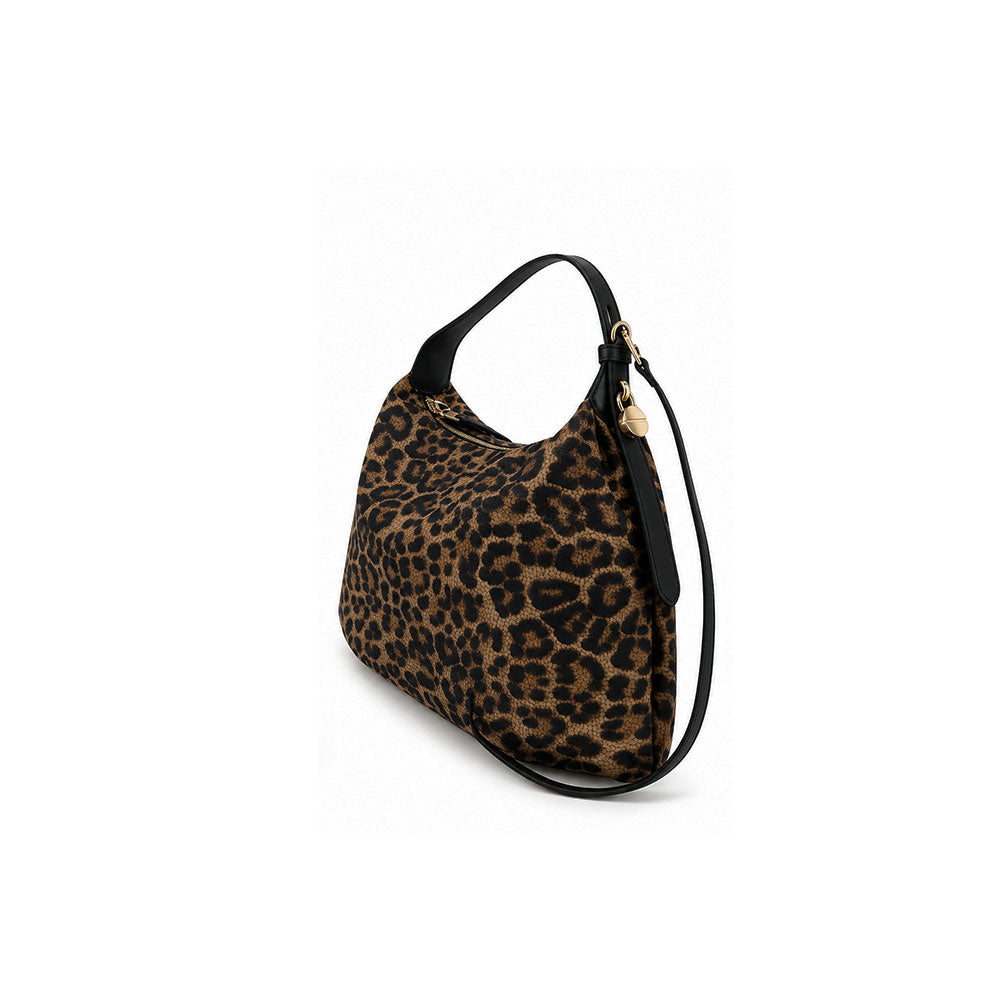 Borsa Hobo Medium in tessuto tecno stampa Op e animalier Borbonese