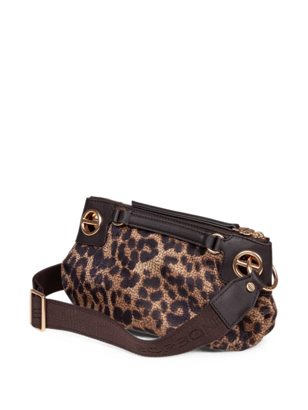 Borbonese London Mini crossbody bag in technical fabric with Op print and animal-print motif
