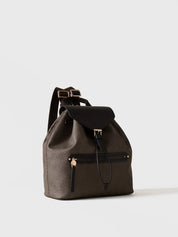 Borbonese Urban backpack in coated Op canvas and leather